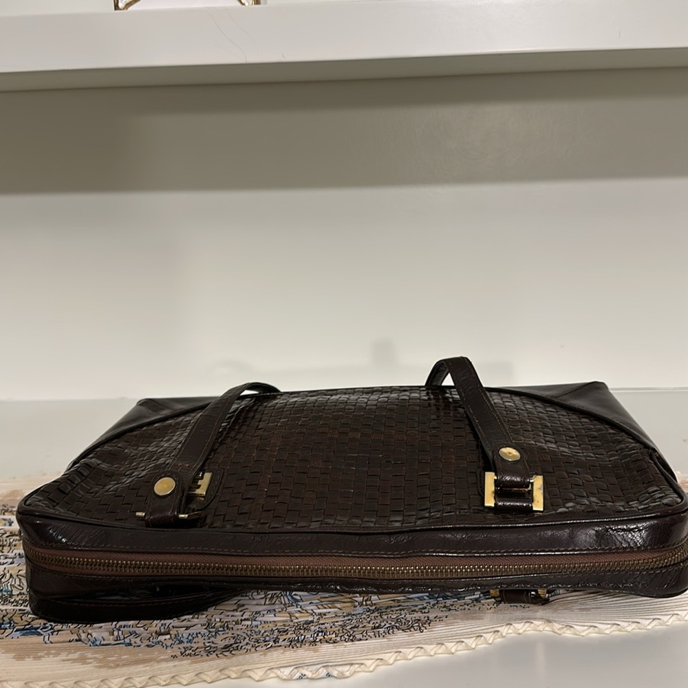 SOLD Fendi FF Logo Intrecciato Leather Shoulder Bag - Picture 10 of 17
